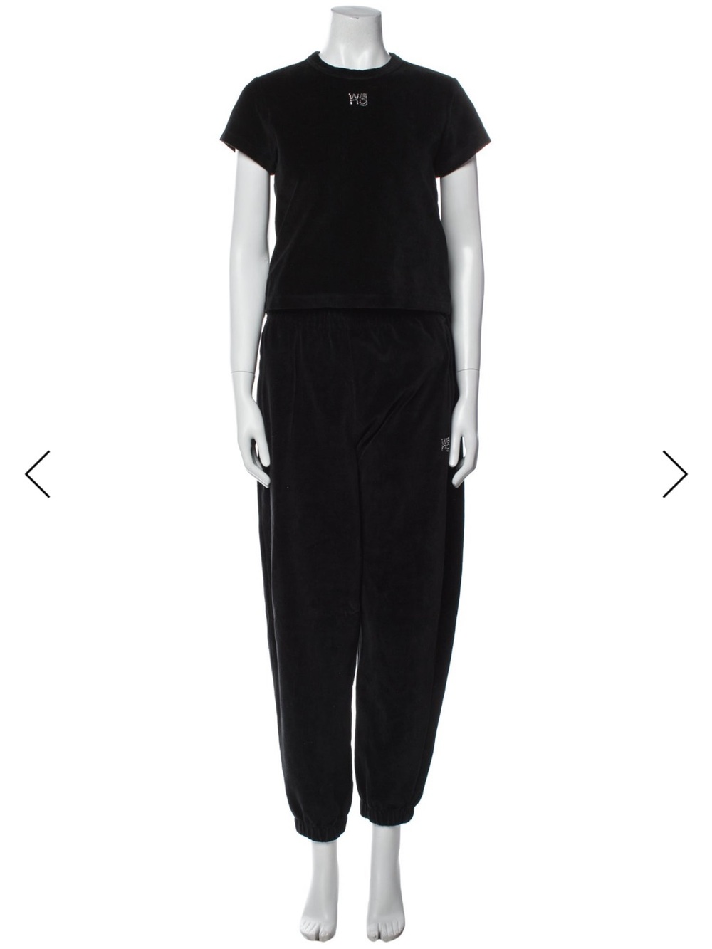 Alexander Wang Black Velour embellished Track Joggers set